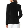 thumbnail image 3 of INSPIRE CHIC Velvet Blazer for Women Long Sleeve Notch Lapel Button Vintage Work Office Blazers with Pockets XS Black, 3 of 6