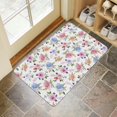 thumbnail image 4 of Pink Flowers Linen Non-slip Floor Mat, Entryway Doormat Durable Low-Profile Mat Home Decor, Throw Rugs Washable Kitchen Bathroom Laundry Bedroom Living Room Door Mat 30x17in, 4 of 6