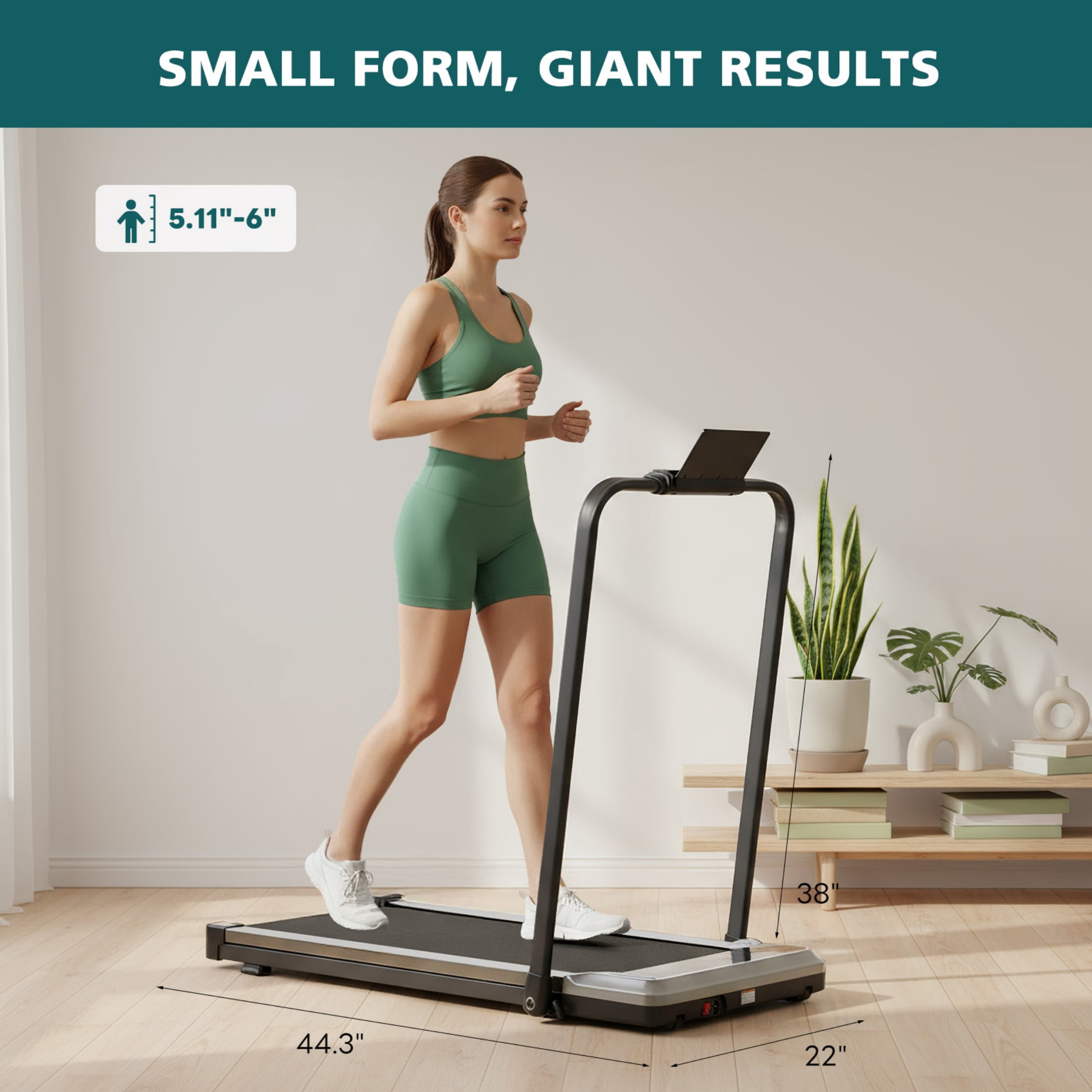 SHOUFTW Under Desk Treadmill with Handle, Portable Quiet Walking Pad with LED Display & Remote, Space-Saving for Home/Office (Silver)