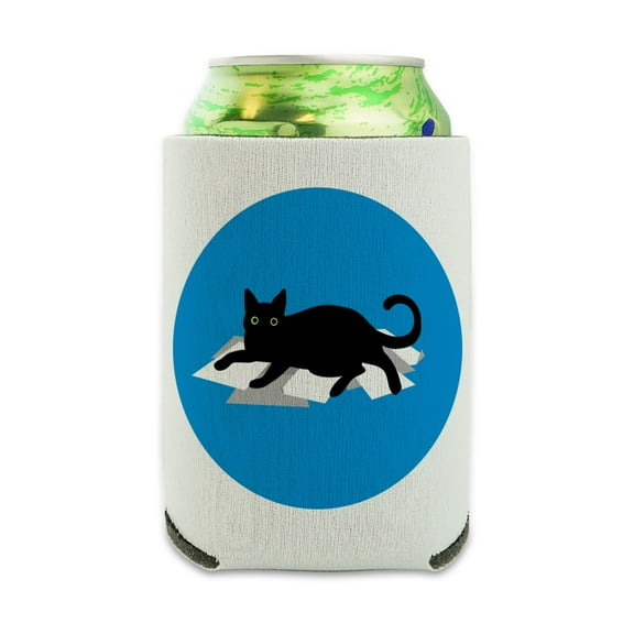 Black Cat Lying on Papers Can Cooler - Drink Sleeve Hugger Collapsible Insulator - Beverage Insulated Holder