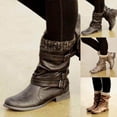 thumbnail image 2 of Funie Fashion Women Winter Woolen Yarn Middle Tube Boots Straps Low Block Heel Bootie, 2 of 8