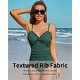 thumbnail image 5 of Charmo Women Ribbed One Piece Bathing Suits Ruffle V Neck Swimsuit High Cut Monokini, 5 of 6