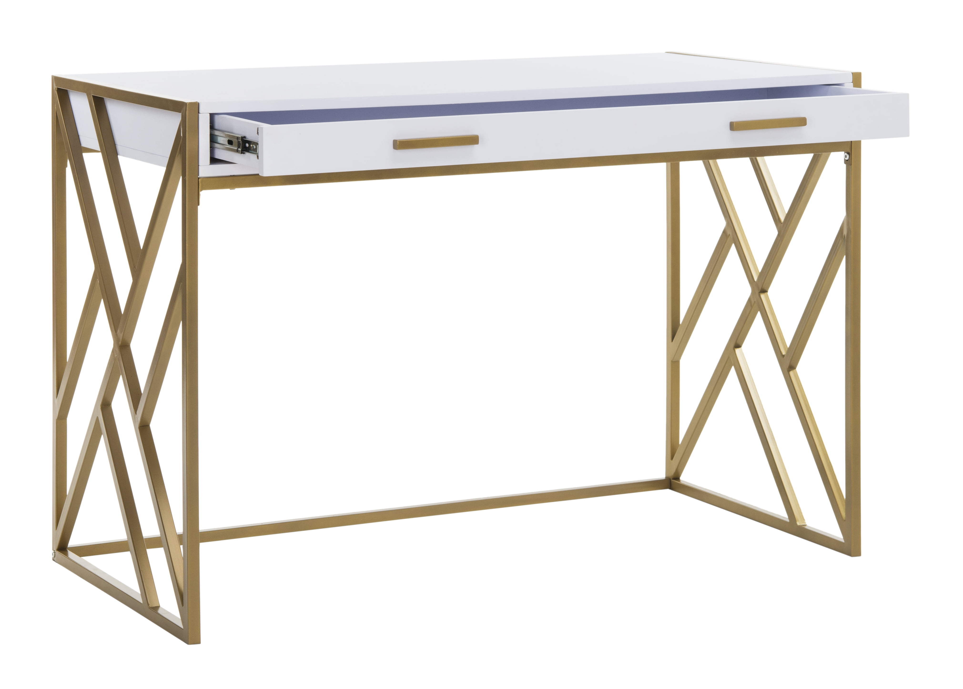 SAFAVIEH Elaine 1 Drawer Modern Glam Desk White Gold Walmart