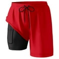 thumbnail image 4 of MIXUE Mens Shorts Summer Solid Color Swim Trunks Compresssion Liner Inseam Bathing Suit Pockets Mens Workout Shorts Sportwear,Red,XXXXL, 4 of 4