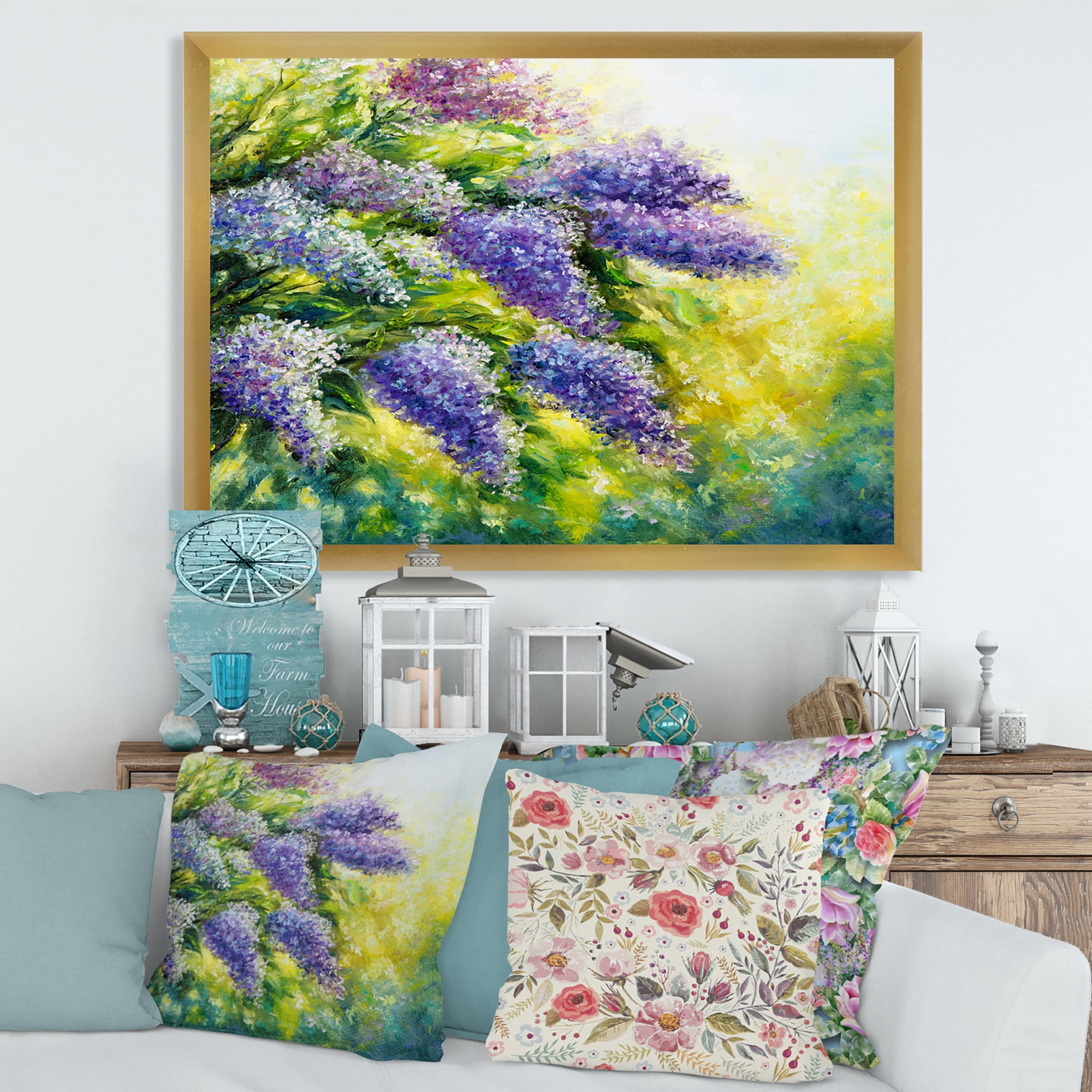 Designart 'Impressionism Lilac Tree In The Garden' Traditional Framed Art Print