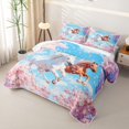 thumbnail image 3 of Homewish 3D Horses Bed Spread Queen for Girls, Pink Cherry Blossoms Queen Coverlet Set, 3 Pieces, 1 Comforter and 2 Pillowcases, 3 of 7