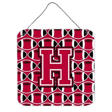 Letter H Football Crimson & White Wall or Door Hanging Prints