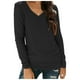 thumbnail image 1 of Camiseta de mujer con cuello en V y manga larga de color liso: diseño con tirantes y hombros al aire, mezcla de poliéster y spandex, fácil de combinar con leggings o vaqueros., 1 of 6