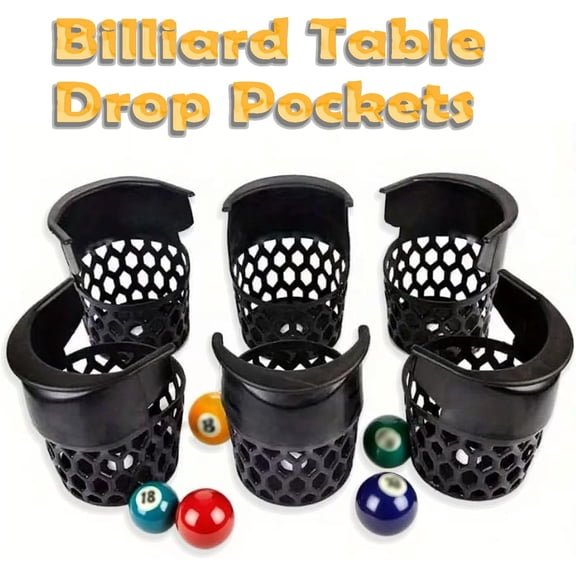 6 Pack Pool Table Pockets, Heavy Duty Billiard Set Billiard Pockets Plastic Billiard Pool Table Pockets Billiards net Bag Pool Table Pockets Web Pocket Billiard Pool Table Accessories