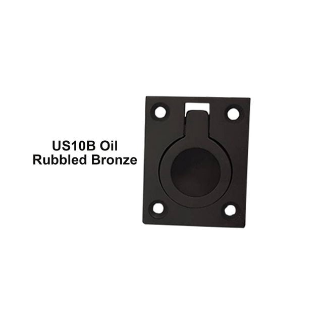 QCAA Flush Ring Pull, Solid Brass, 36.5 x45 mm, Oil Rubbed Bronze US10B, 4 Pack, Made in Taiwan