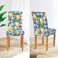 thumbnail image 3 of Yayeee 2 Pack Dining Chair Covers Stretch Parson Chairs Slipcovers Seat Protector, Blue Plaid Lemon, 3 of 6