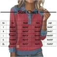 thumbnail image 3 of Atogsazn Women's Button Sweatshirt Casual V Neck Long Sleeve Denim Pathwork Pullover Sweater Loose Fit Tops Outfit Black XXL Fashion, 3 of 6