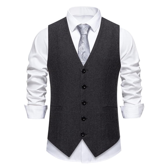 Cameland Men's Suit Vest Solid Color Business Formal Dress with Pockets, Prom, Wedding, Waistcoat Vest for Tuxedo