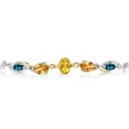 thumbnail image 2 of Gem Stone King 925 Silver and 10K Yellow Gold Yellow Citrine and London Blue Topaz and Lab Grown Diamond Tennis Bracelet for Women By Keren Hanan (1.51 cttw, Adjustable up To 9 inch), 2 of 3