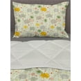 thumbnail image 3 of Retro Comforter & Sham Bedding Set, Vintage Inspired Nature Depiction with Doodle Style Blooming Flower and Leaf Motifs, 3 pcs Duvet Set Microfiber Filling Quilt, 5 Sizes, Multicolor, by Ambesonne, 3 of 4
