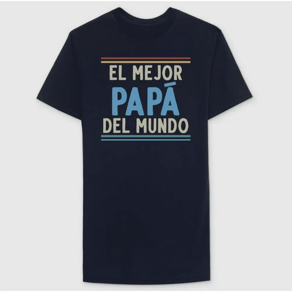Men's Father's Day El Mejor Padre Short Sleeve Graphic T-Shirt - Navy Blue (Large)