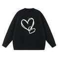 thumbnail image 4 of YueHuiYing Women's Heart Sweater Crew Neck Casual Long Sleeve Loose fit Love Print Ribbed Knit Sweaters Pullover Top, 4 of 6