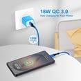 thumbnail image 2 of 18W QC 3.0 Fast Wall Charger Block with 10FT USB-A to Type-C Braided Cable, Phone Charger Compatible with iPhone 17/16/15 Pro Max iPad Pro Galaxy S26 Android, Blue, 2 of 7