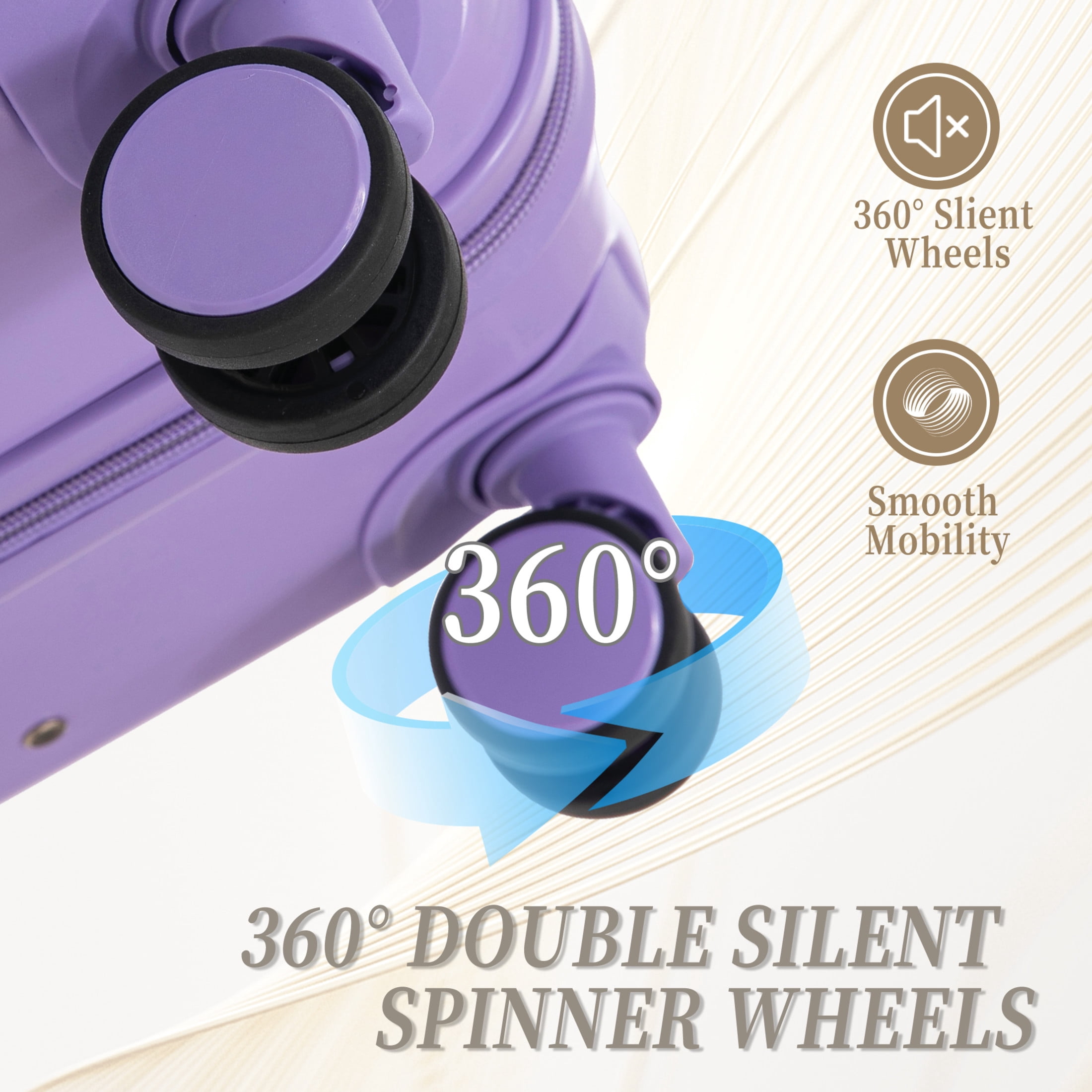 Noble House Lorven 3-Piece 20"/24"/28" ABS Hardshell Luggage Set with Combination Lock and Spinner Wheels, Light Purple