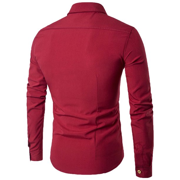 Camisa de blusa superior de manga larga ajustada informal con personalidad a la moda para hombre Pompotops oipoqjl27333