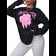 thumbnail image 1 of Sudadera de Larga con Estampado de Grafiti para Mujer, Cuello Redondo, Holgada, Tipo Jersey Negro L, 1 of 9