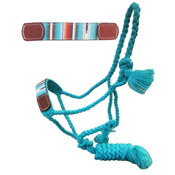 Showman Teal Nylon Mule Tape Halter w/ Serape Southwest Print