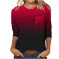 thumbnail image 1 of SDNall Femmes Casual Couleur Unie Col Rond 3/4 Manches et 3/4 Poche Top, 1 of 9