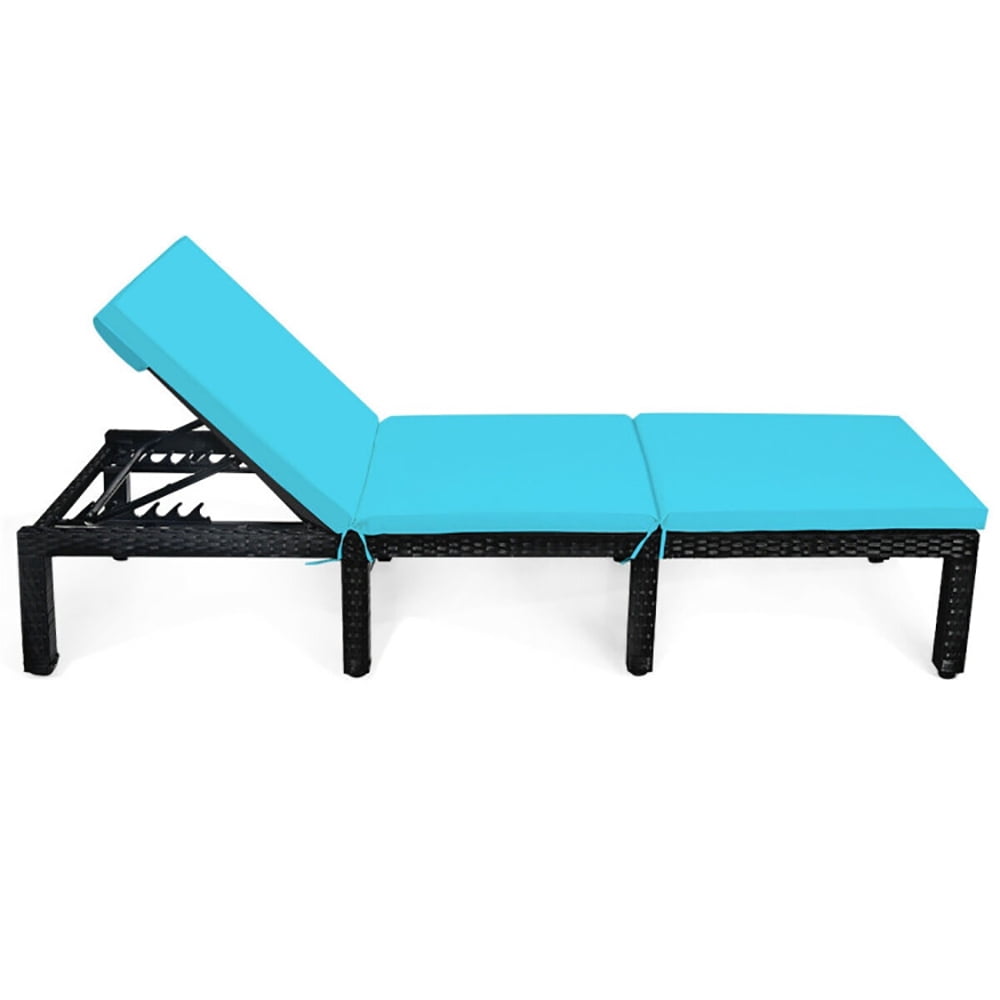 Aimee Lii Patio Rattan Lounge Chair Chaise Couch Cushioned Height Adjustable, Outdoor Chairs, Patio Loungers, Blue Aimee Lii Patio Rattan Lounge Chair Chaise Couch Cushioned Height Adjustable, Outdoor Chairs, Patio Loungers, Blue