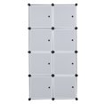 thumbnail image 3 of Knocbel 8-Cube Plastic Cube Closet Multi-purpose Stackable Storage Organizer with Shelves and Hanging Rod for Clothes Suit Long Coat, 27.6"W x 17.7"D x 56.7"H White Doors and Black Panels, 3 of 6