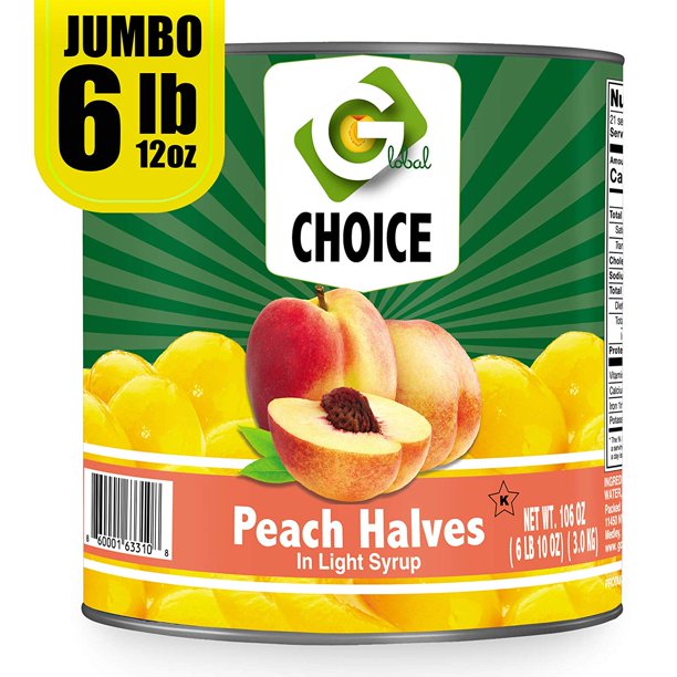Global Choice Peach Halves in Light Syrup 106 oz JUMBO size