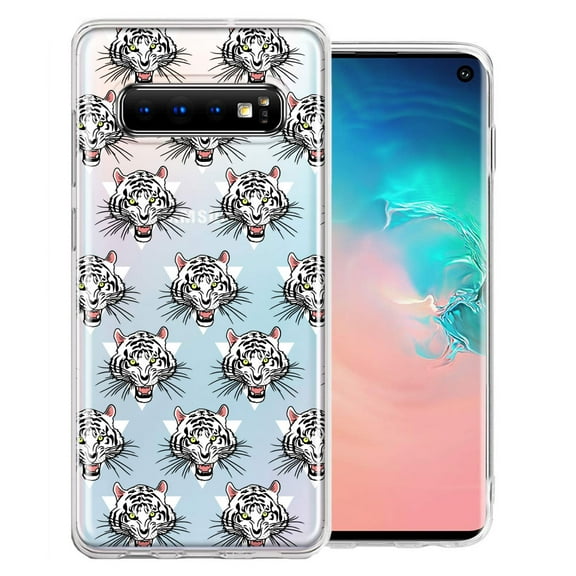 MUNDAZE For Samsung Galaxy S10 Plus Fierce Tiger Polkadots Design Double Layer Phone Case Cover