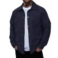 thumbnail image 3 of BRGZLK Men's Corduroy Jacket Fashion Comfy Solid Color Long Sleeve Turn Down Collar Button Cahual Overshirt with Pocket Dark Blue M, 3 of 3