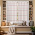 thumbnail image 3 of Pink Striped Kitchen Curtains, Rustic Pink Stripe Modern Art Beige Light Filtering Window Curtain Panels, 2Pcs Rod Pocket Window Treatments Set for Living Room Bathroom Bedroom 42x63 Inches, 3 of 9