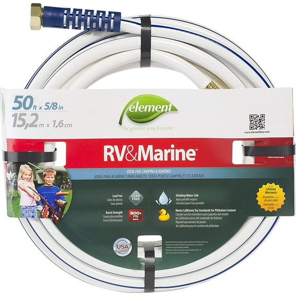 Swan Products Element RV & Marine Water Hose - UV Resistant - 50 ft, White — Garden & Landscape Use, Standard Connection