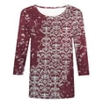 thumbnail image 4 of HKEJIAOI Hauts à Manches 3/4 pour Femmes Blouse Tunique Imprimé Floral L Blouse d'Été, 4 of 5