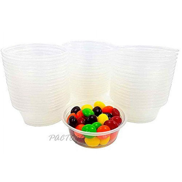 200 Sets - 3.25 oz. Plastic Disposable Portion Cups with Lids, Clear
