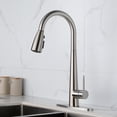 thumbnail image 3 of UWR-Nite Kitchen Faucet with Pull Down Sprayer Brushed Nickel, High Arc Single Handle Kitchen Sink Faucet with Deck Plate, Commercial Modern Stainless Steel Kitchen Faucets, 3 of 7