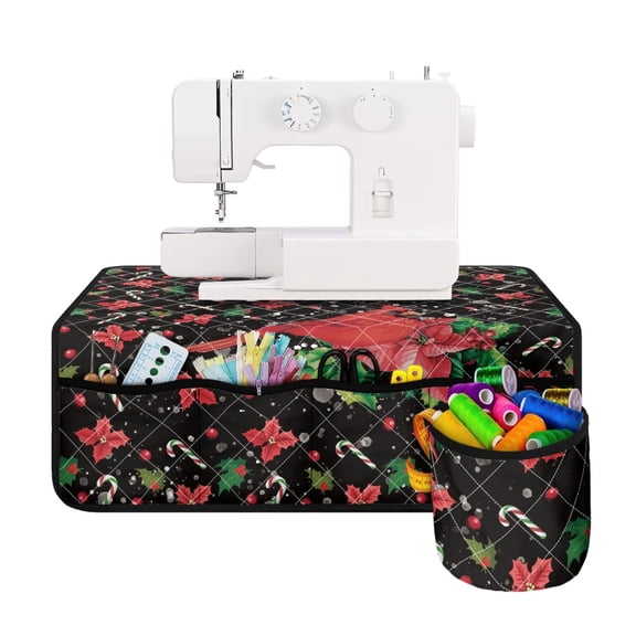 HELLHERO Poinsettia Pattern Household Sewing Machines Mat Travelling and Sewing Classes Non Slip Sewing Machine Table Pad for Wife Mom