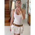 thumbnail image 5 of HH TRAF Vestido corto plisado de verano con cuello halter para mujer, moda femenina, sin mangas, cuello redondo, espalda descubierta, con cinturón, informal, corto, 5 of 5