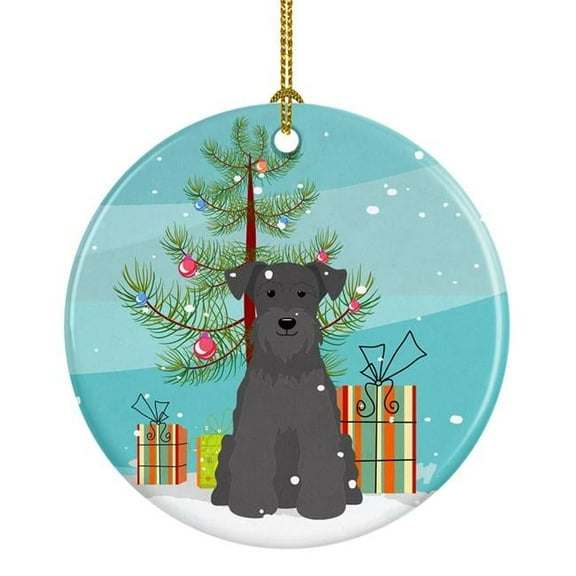 Merry Christmas Tree Miniature Schanuzer Black Ceramic Ornament