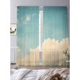 thumbnail image 2 of Retro Teal Cloudy Sky Sheer Curtains for Living Room Bedroom Farmhouse White Clouds Landscape Sheer Curtains 108 Inch Long 2 Panels Set Light Filtering Curtain Window Treatments Drapes, 2 of 6