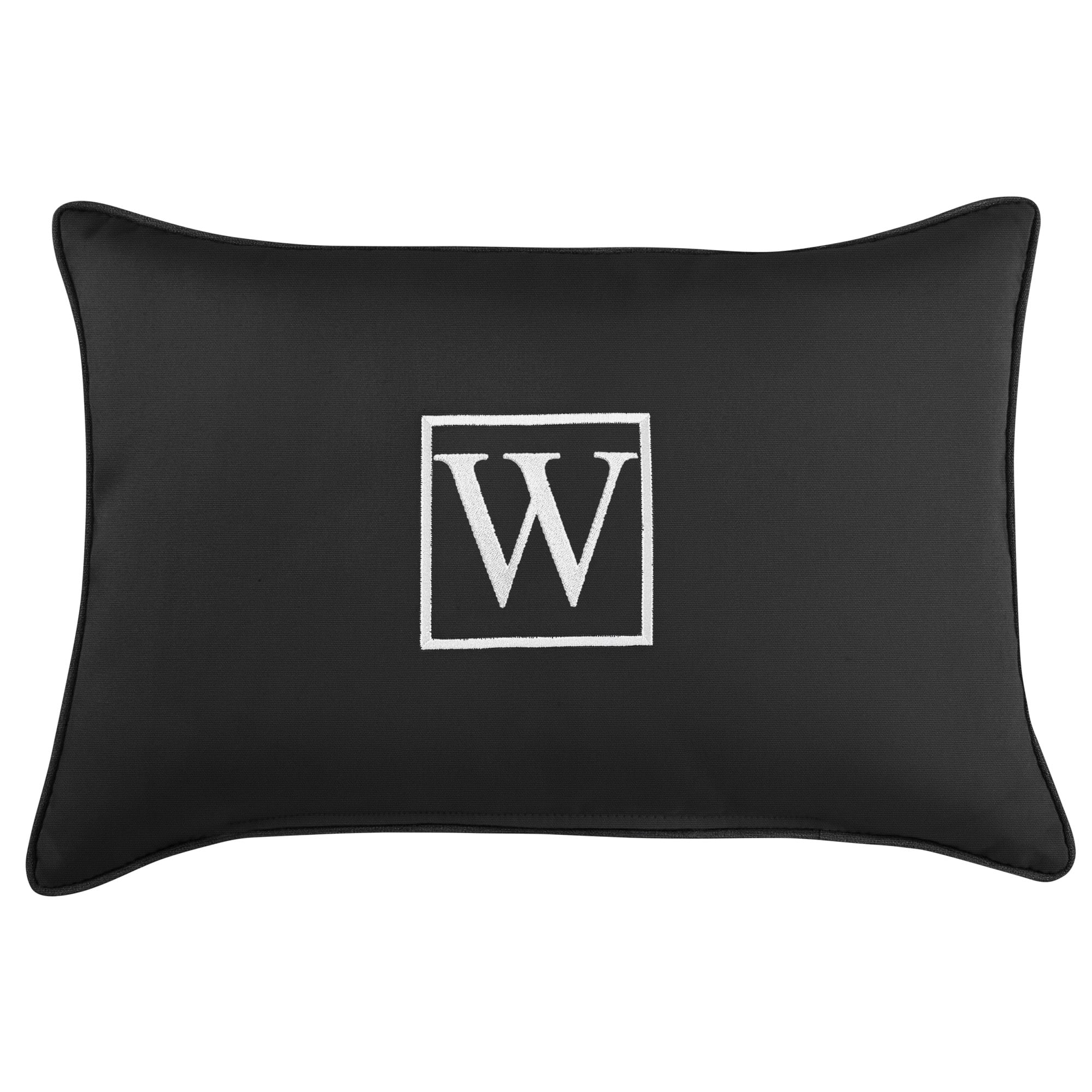 13" x 20" Black and White Monogram "W" Single Embroidered Sunbrella