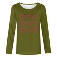 thumbnail image 4 of GA WEIHUA Clear! 2024 Fall Outfits Fashion Clothes Women Crew Neck Long Sleeve Tops Cute Heart Graphic Tee Loose Fit Top Pullover Tunic Plain Tees Slim Blouses,Army Green,M, 4 of 4