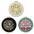 thumbnail image 1 of Ensemble de 3 Pcs pour Point de Croix, Gamme Complète, Bricolage, Kit de Broderie Florale Estampée pour Débutant, 1 of 10