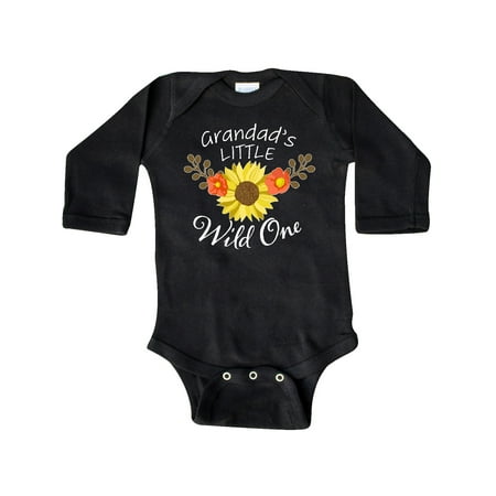 

Inktastic Grandad s Little Wild 1 with Beautiful Sunflower Gift Baby Boy or Baby Girl Long Sleeve Bodysuit