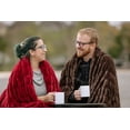 thumbnail image 2 of Chanasya Ruched Royal Faux Fur Throw Blanket - Fuzzy Plush Elegant Blanket for Sofa Chair Couch and Bed with Reversible Velvet Blanket (50x65 Inches) Mocha, 2 of 3