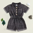 thumbnail image 2 of YDFCWXW Summer Toddler Girl Jumpsuit Shorts Little Girl Overalls Clothes Baby Jean Romper Jumpsuit One Piece Outfit (Black, 2-3 Years), 2 of 8