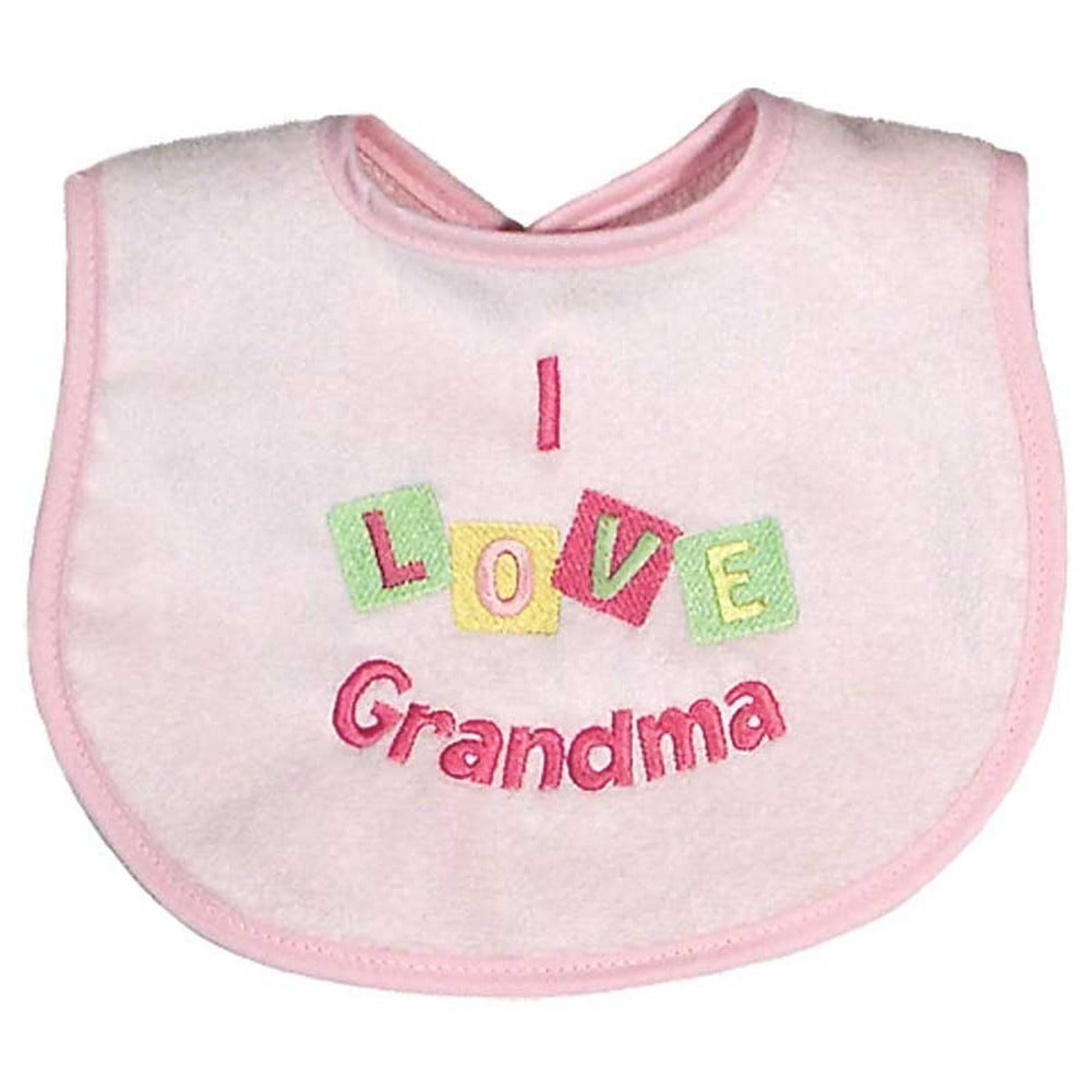 Baby Girls "I Love Grandma" Embroidered Bib, Pink by Raindrops