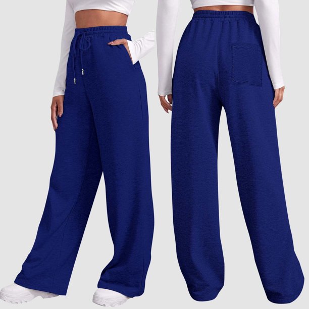 WILLBEST Pantalones Casuales elegantes para Mujer para Otoño E Invierno: Pantalones Deportivos de Color Liso con Bolsillos, Cordones y Pernera Ancha y Recta. Extra Grande