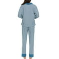 thumbnail image 3 of Flora Nikrooz FN Women's 2 Piece Super Soft Satin Trim Notch Collar Pajama Sleep Lounge Set US, Alpha, Medium, Regular, Regular, Teal, 3 of 7